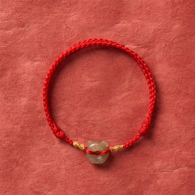 Buddha Stones Jade Tiger-head Peace Buckle Red String Prosperity Bracelet - image 3