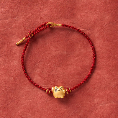 Buddha Stones Red String Copper Lucky Cat Protection Energy Bracelet - image 3