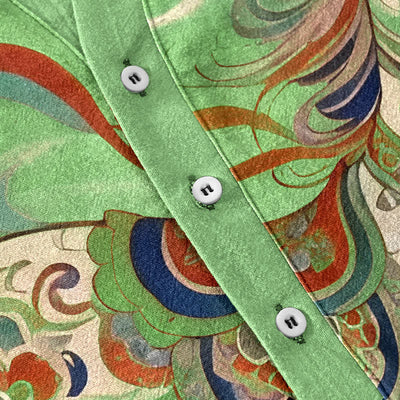 Buddha Stones Cotton Ornamental Running Horse Pattern Men's Short Sleeve Half Button Shirt - image 13