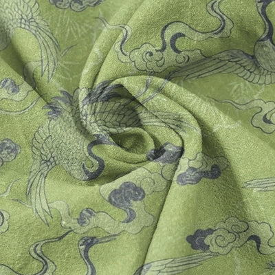 Buddha Stones Cotton Crane Clouds Pattern Men's Short Sleeve Half Button Shirt - image 8