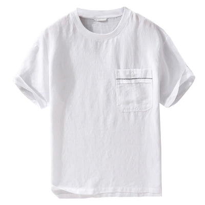 Buddha Stones Summer Casual Minimalist Solid Men's Short Sleeve T-Shirts With Patch Pocket - image 13