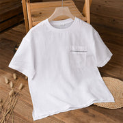 Foviel Summer Casual Minimalist Solid Men's Short Sleeve T-Shirts With Patch Pocket