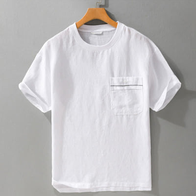 Buddha Stones Summer Casual Minimalist Solid Men's Short Sleeve T-Shirts With Patch Pocket - image 11