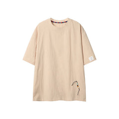 Buddha Stones Summer Casual Boho Drawstring Solid Men's Short Sleeve T-Shirts - Beige - US/UK/AU46, EU56 (5XL) - image 0