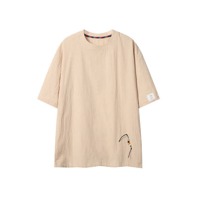 Buddha Stones Summer Casual Boho Drawstring Solid Men's Short Sleeve T-Shirts - Beige - US/UK/AU46, EU56 (5XL) - image 0