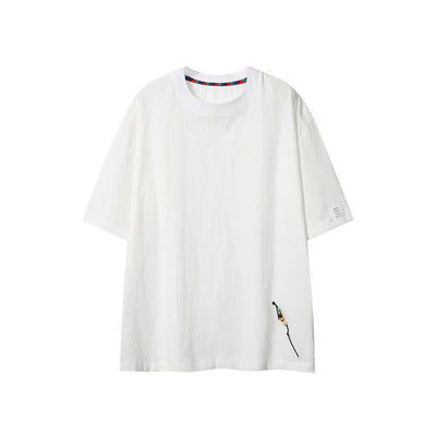 Buddha Stones Summer Casual Boho Drawstring Solid Men's Short Sleeve T-Shirts - White - US/UK/AU46, EU56 (5XL) - image 14