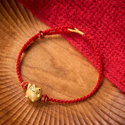 Buddha Stones Red String Copper Lucky Cat Protection Energy Bracelet - image 10