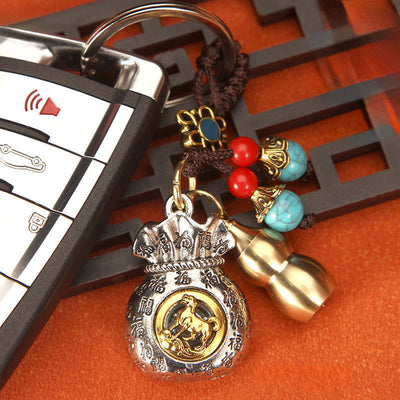 Buddha Stones Chinese Zodiac Rotating Fortune Bag Braided Keychains - image 18