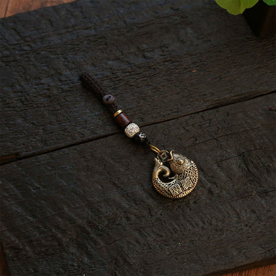Buddha Stones Brass Koi Fish Success Braided Round Charm Keychains - image 11