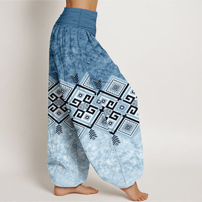 Buddha Stones Cotton Tribal Geometric Pattern Women's Elastic Waist Harem Pants - image 6