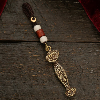 Buddha Stones Copper Pi Xiu Chinese Coin Ruyi Lotus Wealth Keychains - White Bead Lotus - image 26