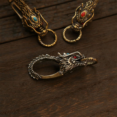 Buddha Stones Brass Dragon Strength Lock Keychains - image 13