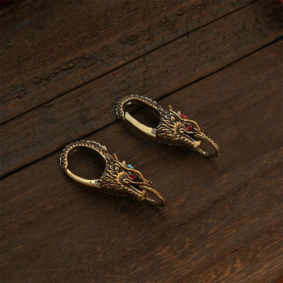Buddha Stones Brass Dragon Strength Lock Keychains - image 10