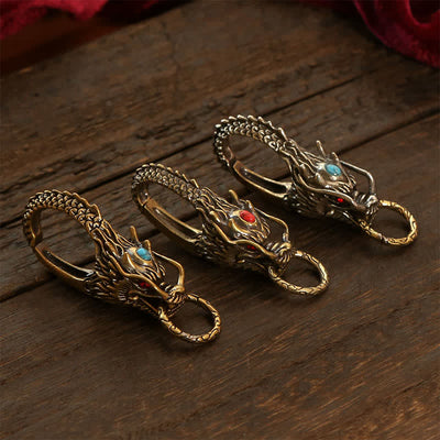 Buddha Stones Brass Dragon Strength Lock Keychains - image 11