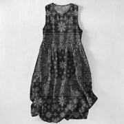 Foviel Summer Casual Bandana Paisley Floral Pattern Women's Summer Sleeveless Midi Dress With Pockets