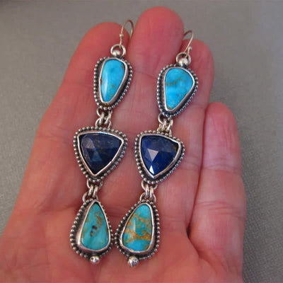 Buddha Stones Turquoise Geometric Bohemian Protection Drop Earrings - image 6