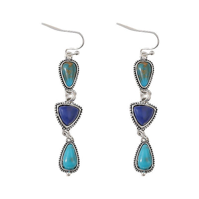 Buddha Stones Turquoise Geometric Bohemian Protection Drop Earrings - image 8
