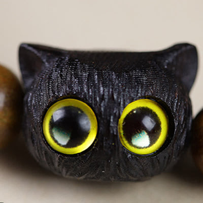 Buddha Stones Ebony Wood Lucky Cat Grounding Beaded Bracelet - image 9