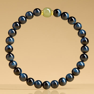 Buddha Stones Blue Tiger Eye Hetian Jade Round Beads Intuition Bracelet - image 3