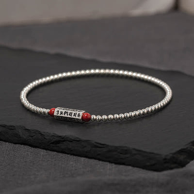Buddha Stones Cinnabar Om Mani Padme Hum Wisdom Anklet Bracelet - 7.1–7.5 in (18–19 cm) - image 0