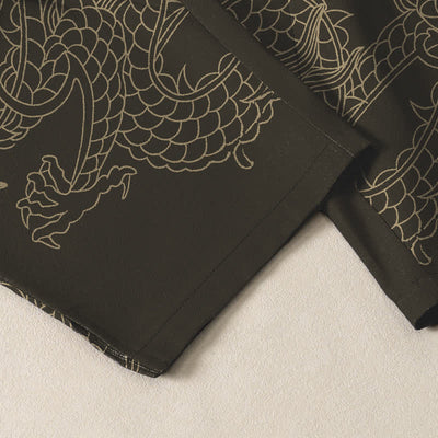 Buddha Stones Pure Cotton Golden Dragon Cloud Pattern Drawstring Men's Tapered Pants With Pockets - image 5