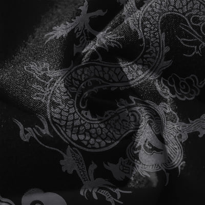 Buddha Stones Pure Cotton Dark Dragon Cloud Pattern Drawstring Men's Tapered Pants With Pockets - image 6
