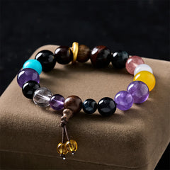 Buddha Stones 18 Beads Amethyst Tiger's Eye Tibetan Balance Bracelet - Amethyst(Stress Relief ♥ Intuition) - image 0
