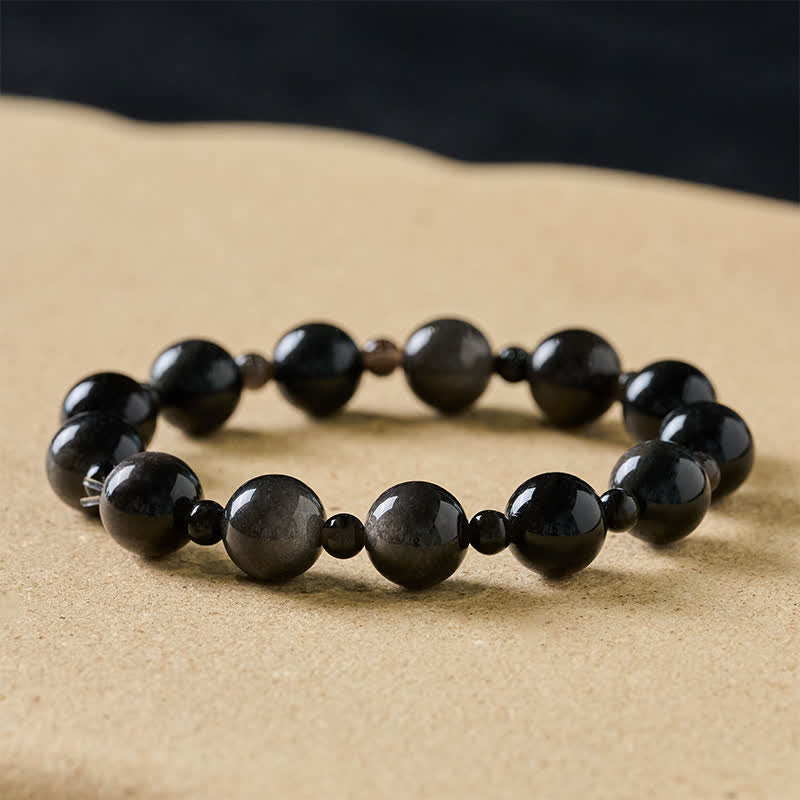 FREE Today: Protection and Fulfillment Black Obsidian Single Double Layer Round Bead Bracelet - 10mm Black Obsidian - Single Wrap - image 0