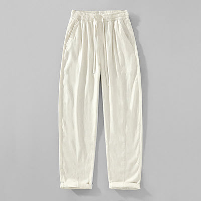 Buddha Stones Spring Summer Casual Minimalist Drawstring Solid Ankle Pants Men's Tapered Pants With Pockets - Linen - US/UK/AU44，EU54 (4XL) - image 10