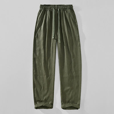 Buddha Stones Spring Summer Casual Minimalist Drawstring Solid Ankle Pants Men's Tapered Pants With Pockets - DarkOliveGreen - US/UK/AU44，EU54 (4XL) - image 9