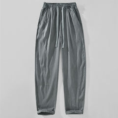 Buddha Stones Spring Summer Casual Minimalist Drawstring Solid Ankle Pants Men's Tapered Pants With Pockets - LightSlateGray - US/UK/AU44，EU54 (4XL) - image 0