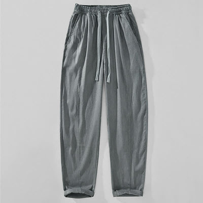 Buddha Stones Spring Summer Casual Minimalist Drawstring Solid Ankle Pants Men's Tapered Pants With Pockets - LightSlateGray - US/UK/AU44，EU54 (4XL) - image 0