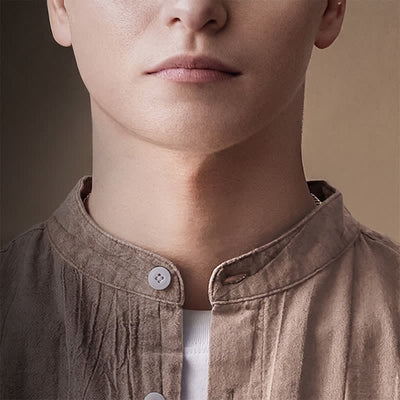 Buddha Stones Spring Summer Casual Mandarin Collar Solid Cotton Men's Long Sleeve Shirts With Patch Pocket - image 6