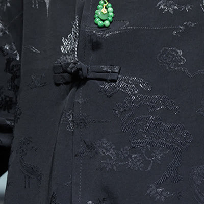 Buddha Stones Spring Tang Style Elegant Mandarin Collar Frog Button Men's Elbow-Length Sleeve Shirts - image 18