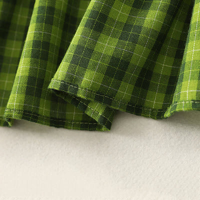 Buddha Stones Summer Casual Green Plaid Pattern Ruffles Cotton Tank Top Women's Sleeveless Shirts - image 7