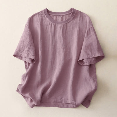 Buddha Stones Plain Threaded Crew Neck Design Women's Polyester Short Sleeves Shirt - Thistle - US14，UK/AU18，EU46 (2XL) - image 20
