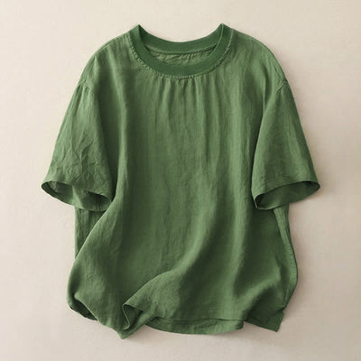 Buddha Stones Plain Threaded Crew Neck Design Women's Polyester Short Sleeves Shirt - ForestGreen - US14，UK/AU18，EU46 (2XL) - image 16