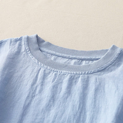 Buddha Stones Plain Threaded Crew Neck Design Women's Polyester Short Sleeves Shirt - image 1