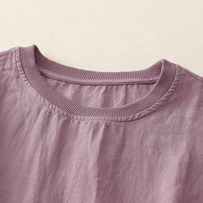 Buddha Stones Plain Threaded Crew Neck Design Women's Polyester Short Sleeves Shirt - image 21