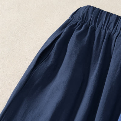 Buddha Stones Summer Casual Drawstring Solid Cropped Pants Men's Harem Pants With Pockets - image 2
