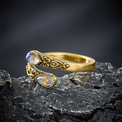 Buddha Stones Copper Liuli Butterfly Freedom Open Ring - image 9