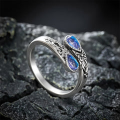 Buddha Stones Copper Liuli Butterfly Freedom Open Ring - Silvery - image 0