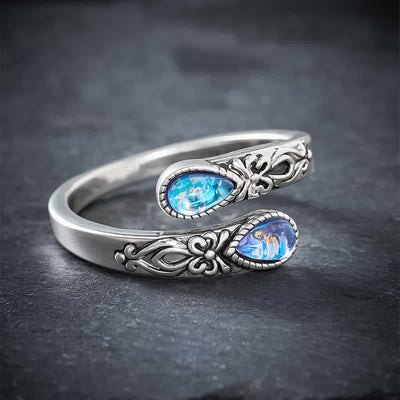 Buddha Stones Copper Liuli Butterfly Freedom Open Ring - image 3