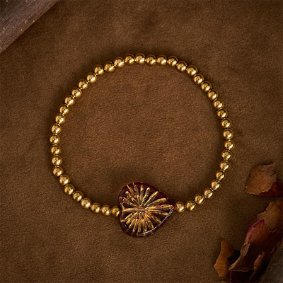 Buddha Stones Titanium Steel Liuli Heart Beaded Strength Bracelet - Magenta - image 7