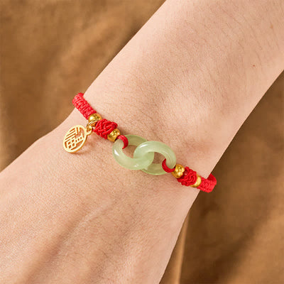 Buddha Stones Copper Liuli Fu Character Luck Red String Bracelet - image 4