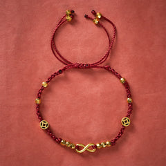 Buddha Stones Braided Red String Chinese Coin Infinity Symbol Faith Bracelet - image 1