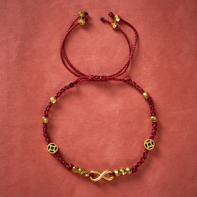 Buddha Stones Braided Red String Chinese Coin Infinity Symbol Faith Bracelet - image 1