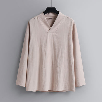 Buddha Stones Cross-Collars Cotton Linen Tang Suit Hanfu Top Pants Clothing Men's Set - image 11