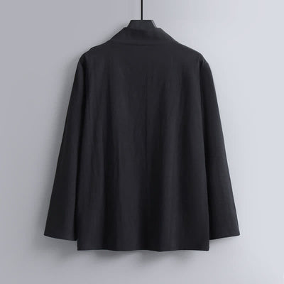 Buddha Stones Cross-Collars Cotton Linen Tang Suit Hanfu Top Pants Clothing Men's Set - image 5