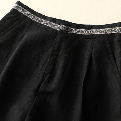 Buddha Stones Solid Color Front Button Back Elastic Women's Pants With Pockets - image 28